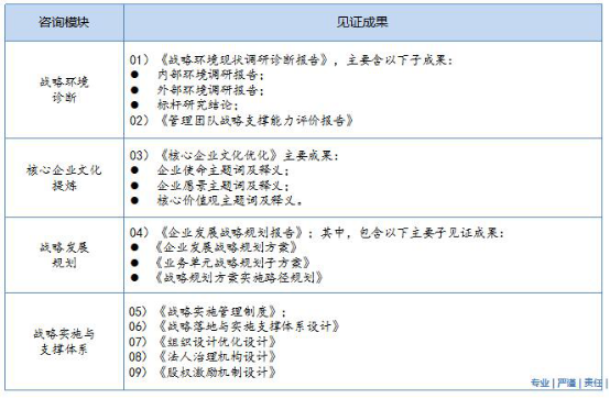 战略规划咨询项目成果清单